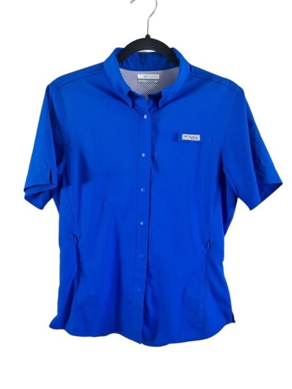 Columbia PFG Women’s Short Sleeve Royal Blue Snap Button-Up Shirt Ventilated Sm